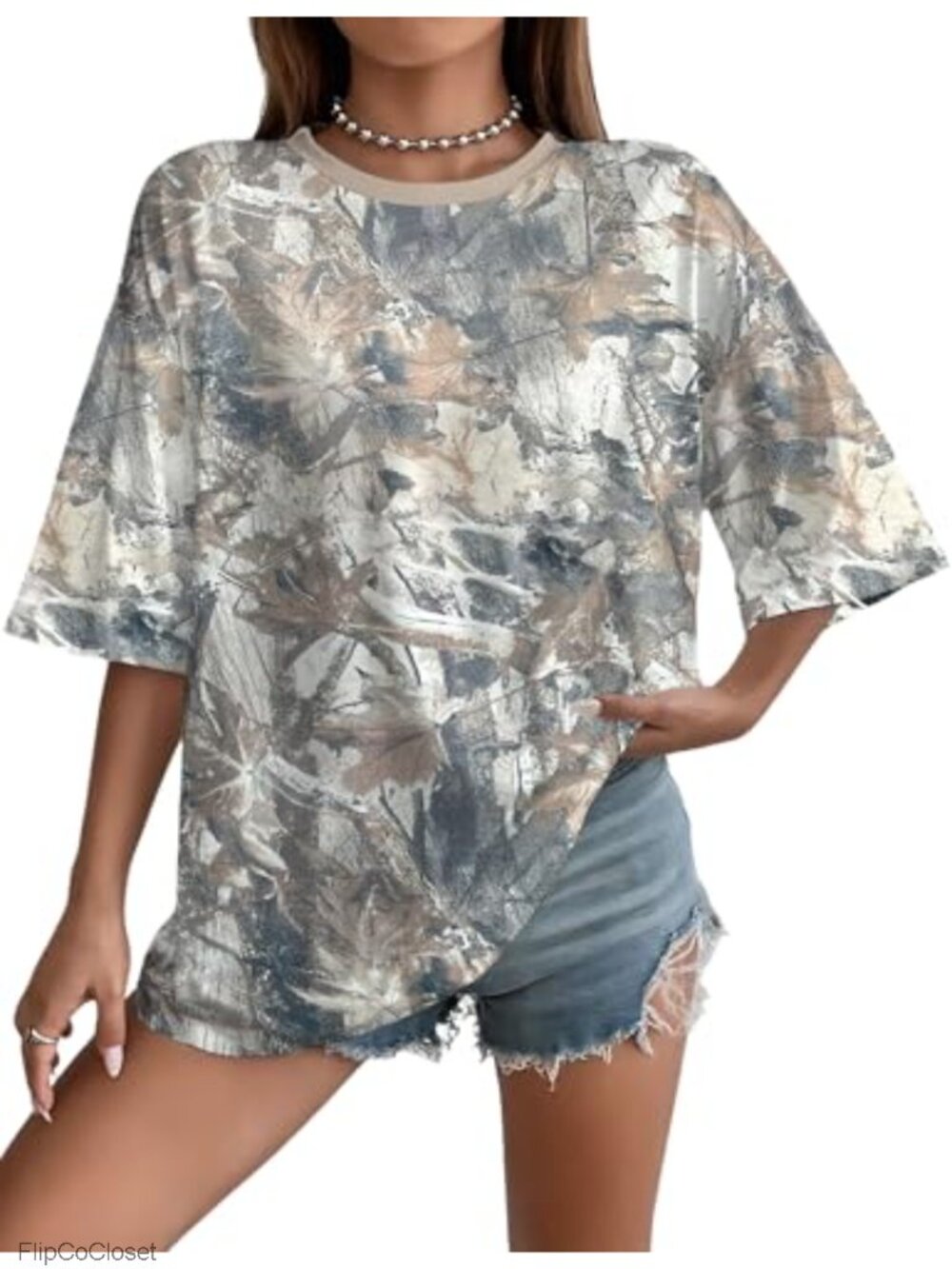 Women Camo Shirt Short Sleeve Oversized Graphic T-Shirt